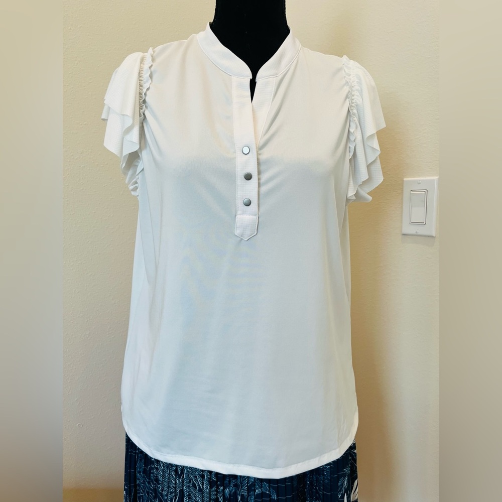Lucky in Love White Ruffle Sleeve Top